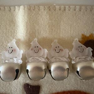 Ghost Bell Holiday Ornaments - Silver